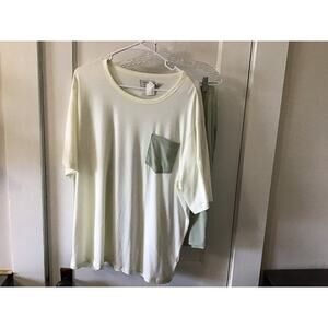 NWOT Thread Wave Cream and Green Shorts and Tee Pajama Set Large